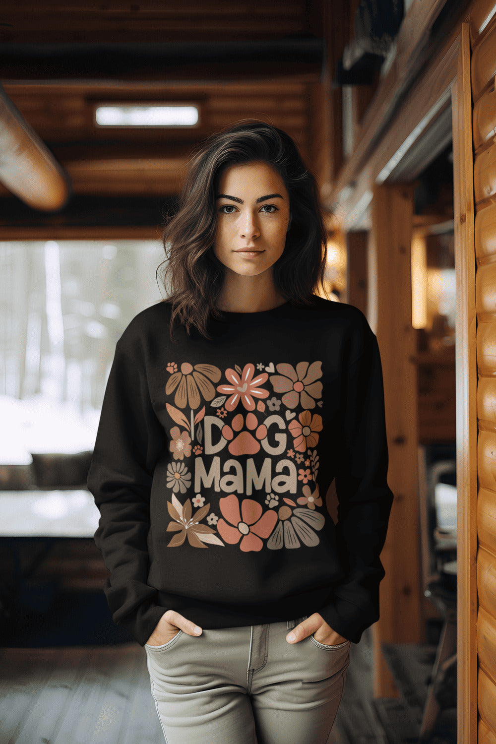 Sweater trui - Dog Mama Floral design