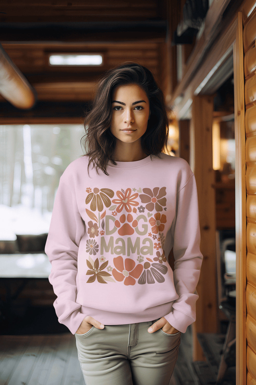 Sweater trui - Dog Mama Floral design