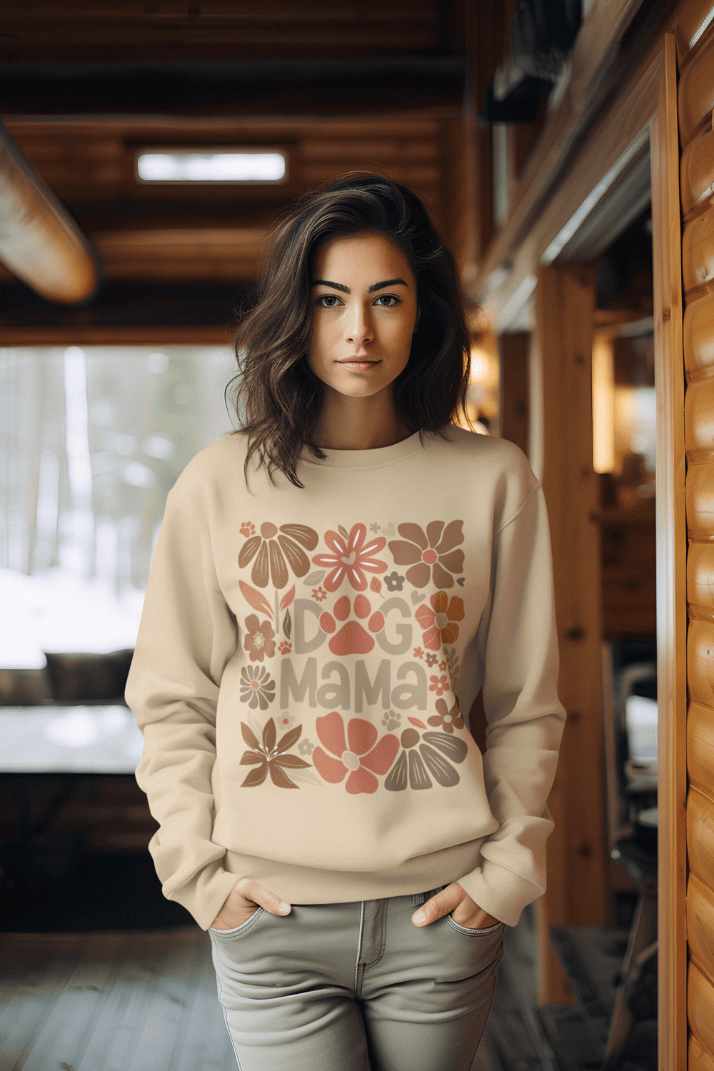 Sweater trui - Dog Mama Floral design