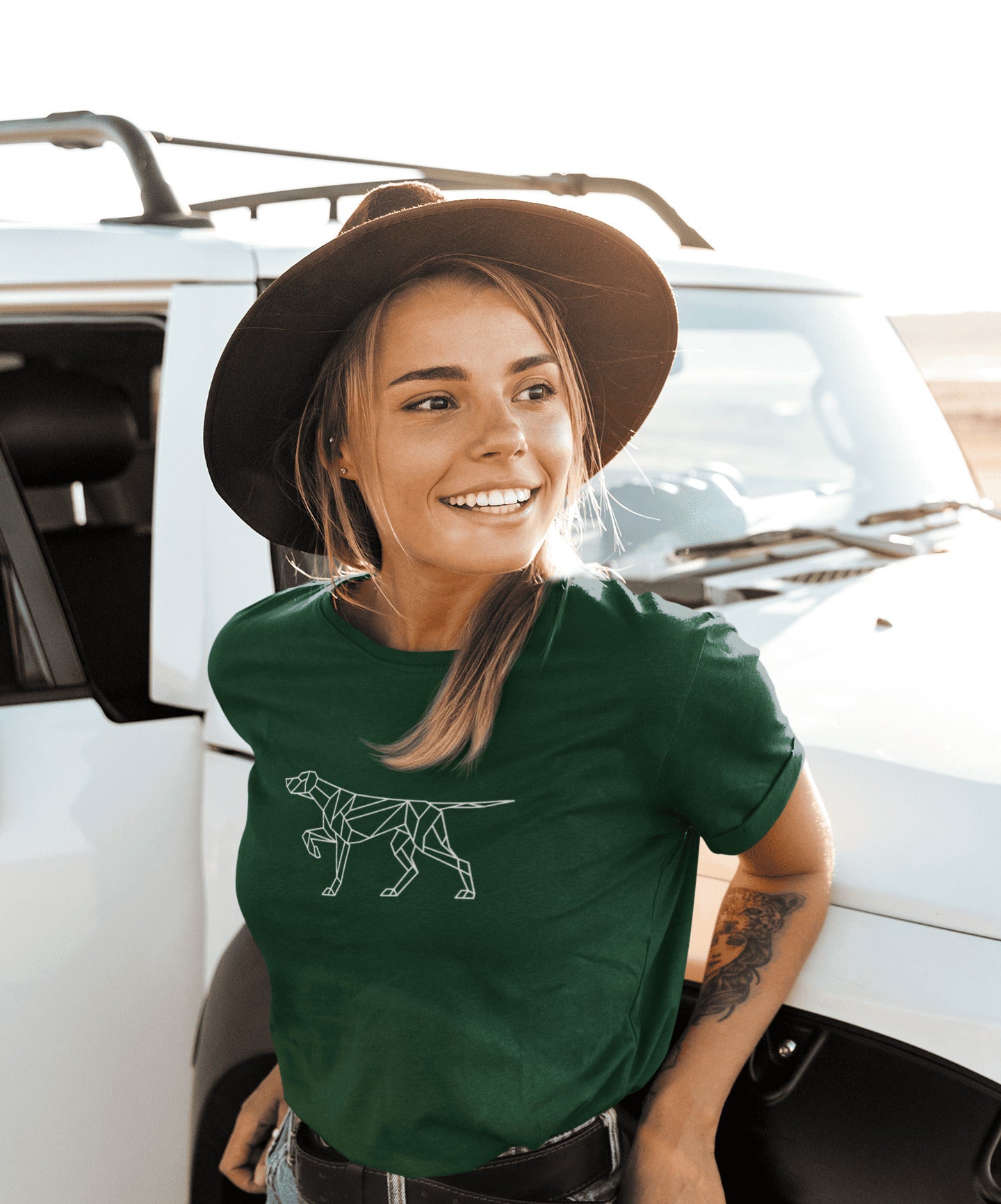 Jachthonden T-shirt met voorstaande jachthond - geometrisch design