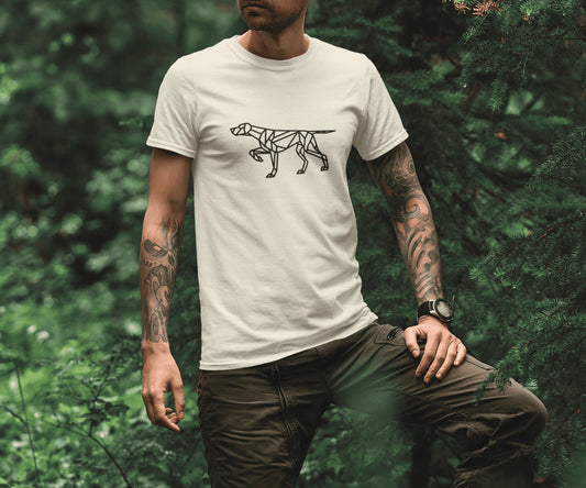 Jachthonden T-shirt met voorstaande jachthond - geometrisch design