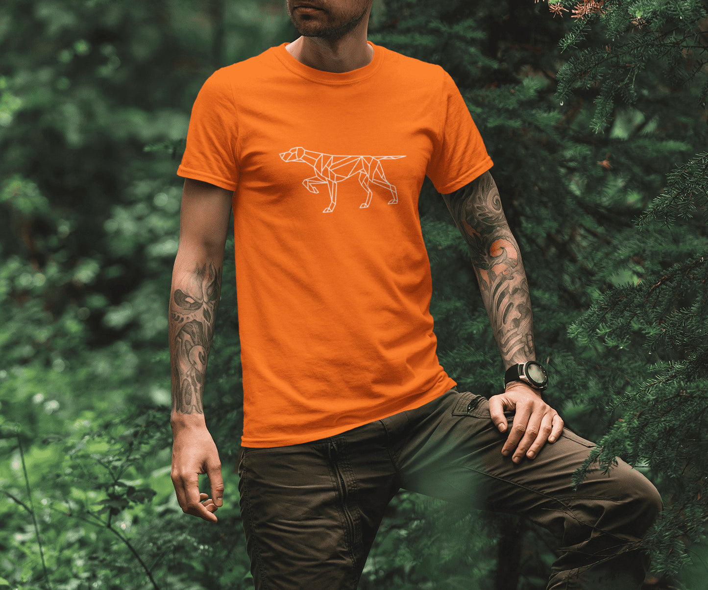 Jachthonden T-shirt met voorstaande jachthond - geometrisch design