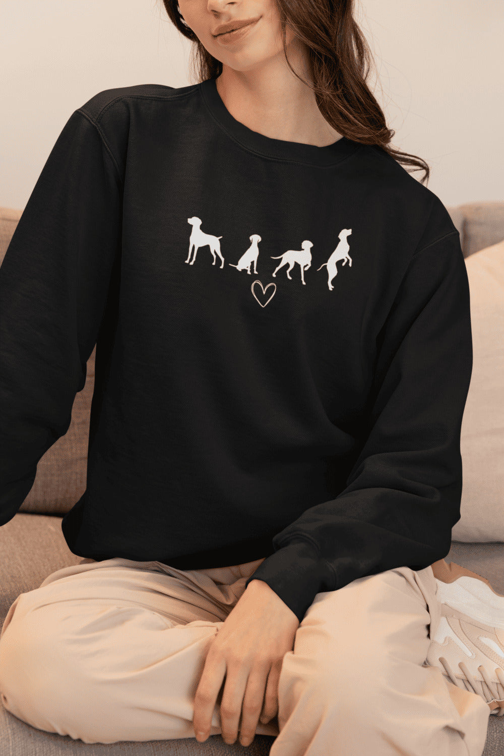 Sweater trui - Vizsla liefde zwart design