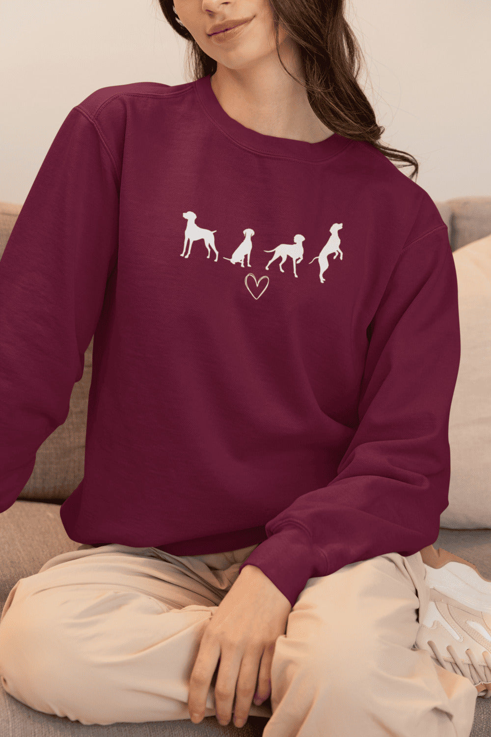 Sweater trui - Vizsla liefde zwart design