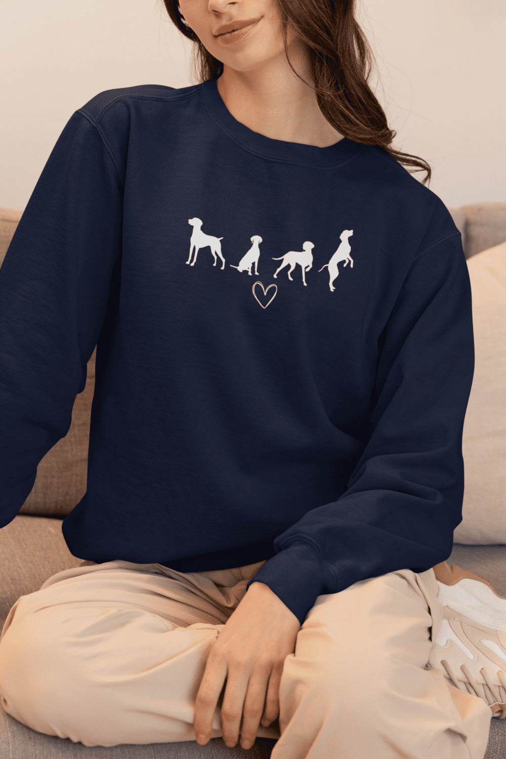 Sweater trui - Vizsla liefde zwart design